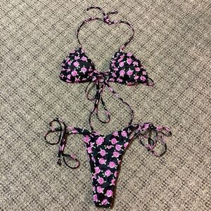 Floral Bikini Set with Pink Roses